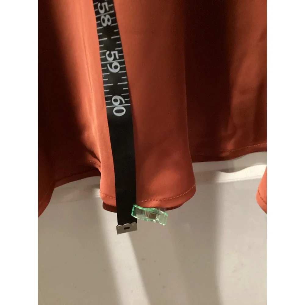Few Moda Satin Open Back‎ Peplum Maxi Dress Burnt Orange Long Bell Sleeve Formal